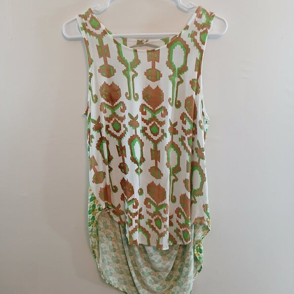 Language womens size L PrintSleeveless Drape Tank Top Multi-Color - Picture 1 of 12